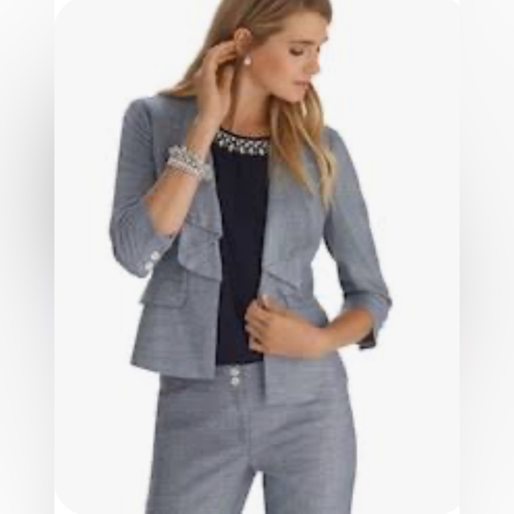 White House Black Market Drape Ruffle Jacket Blazer